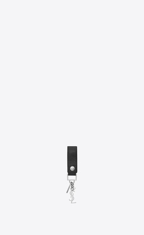 SAINT LAURENT Key Ring Man rider ysl key ring in black leather a_V4